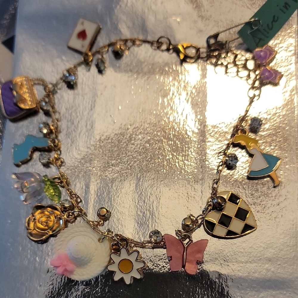 Gold Charm Bracelet with Colorful Accents